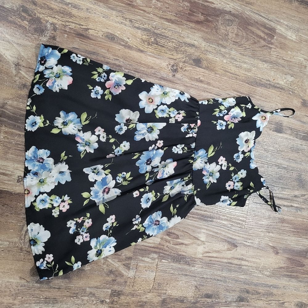 Exhilaration Women's Black Floral Slip Dress Size Small